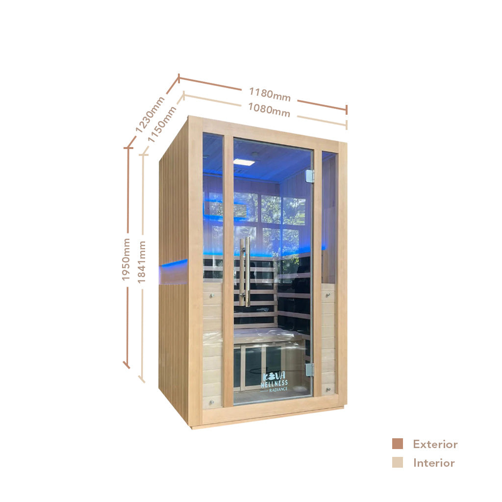 Radiance 2 Person Full Spectrum Infrared Sauna with Red Light Therapy Panel