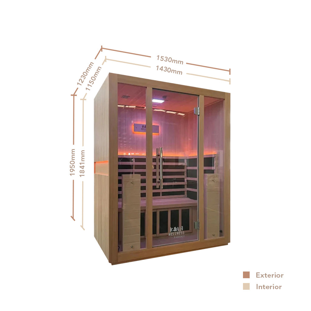 Radiance 3 Person Full Spectrum Infrared Sauna with Red Light Therapy Panel