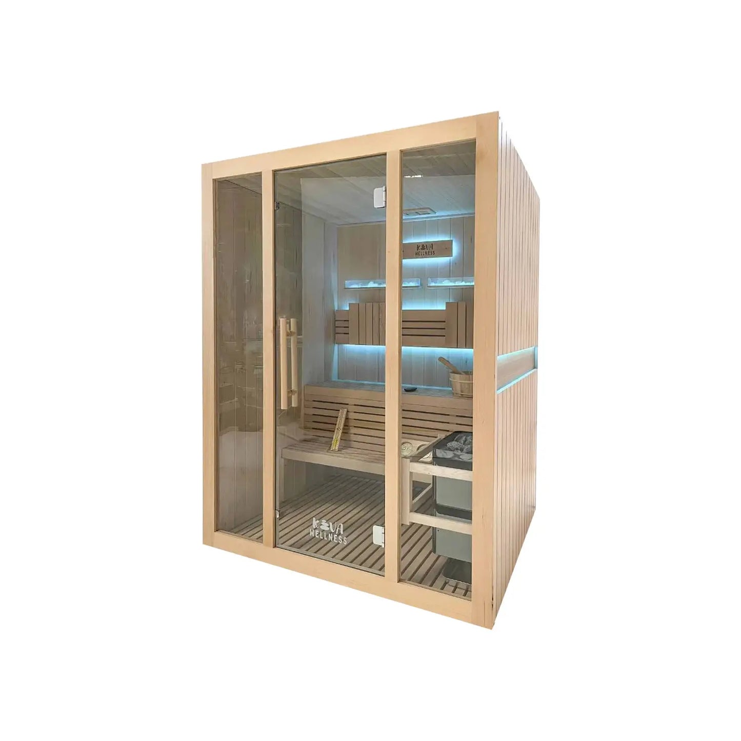 Kiva Reset 4 Person Traditional Double Tier Finnish Sauna - 6kw Heater