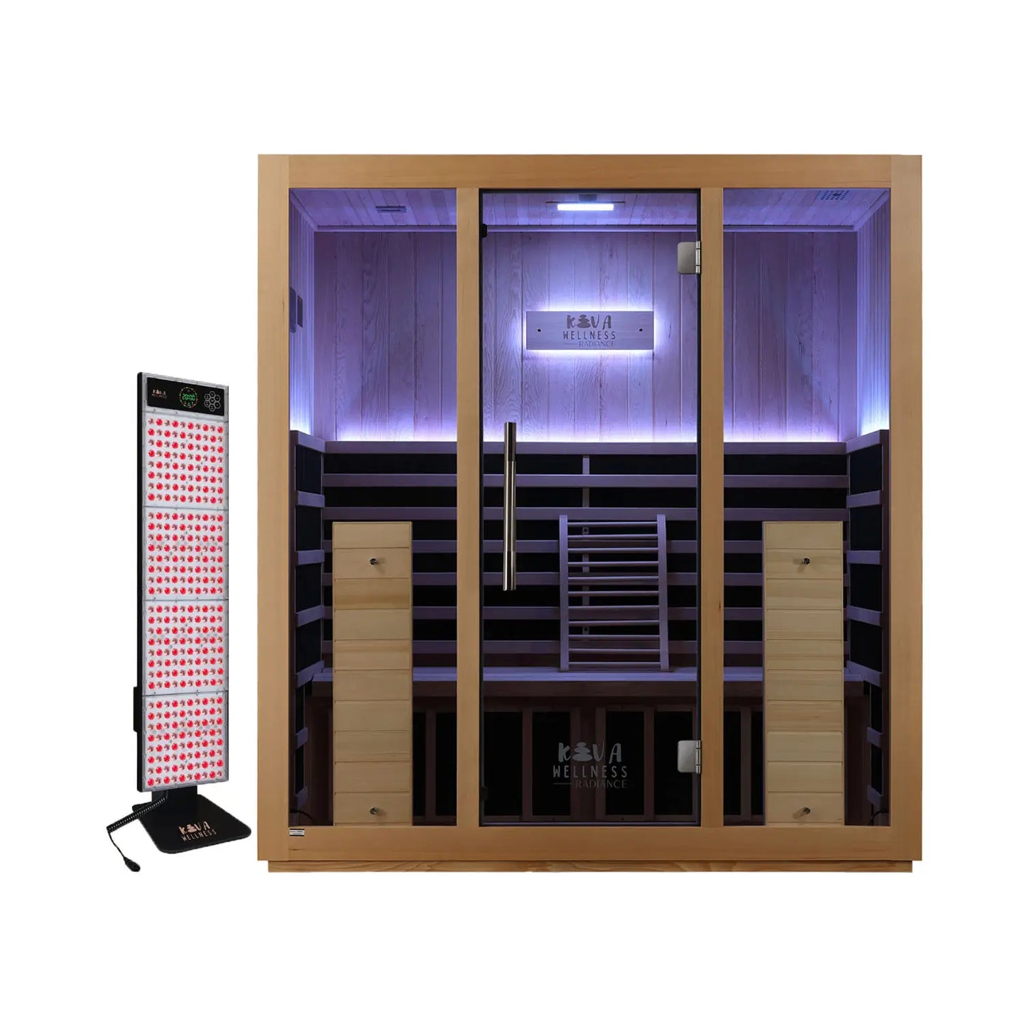 ‍Kiva Radiance 4 Person Full Spectrum Infrared Sauna with Red Light Therapy Panel