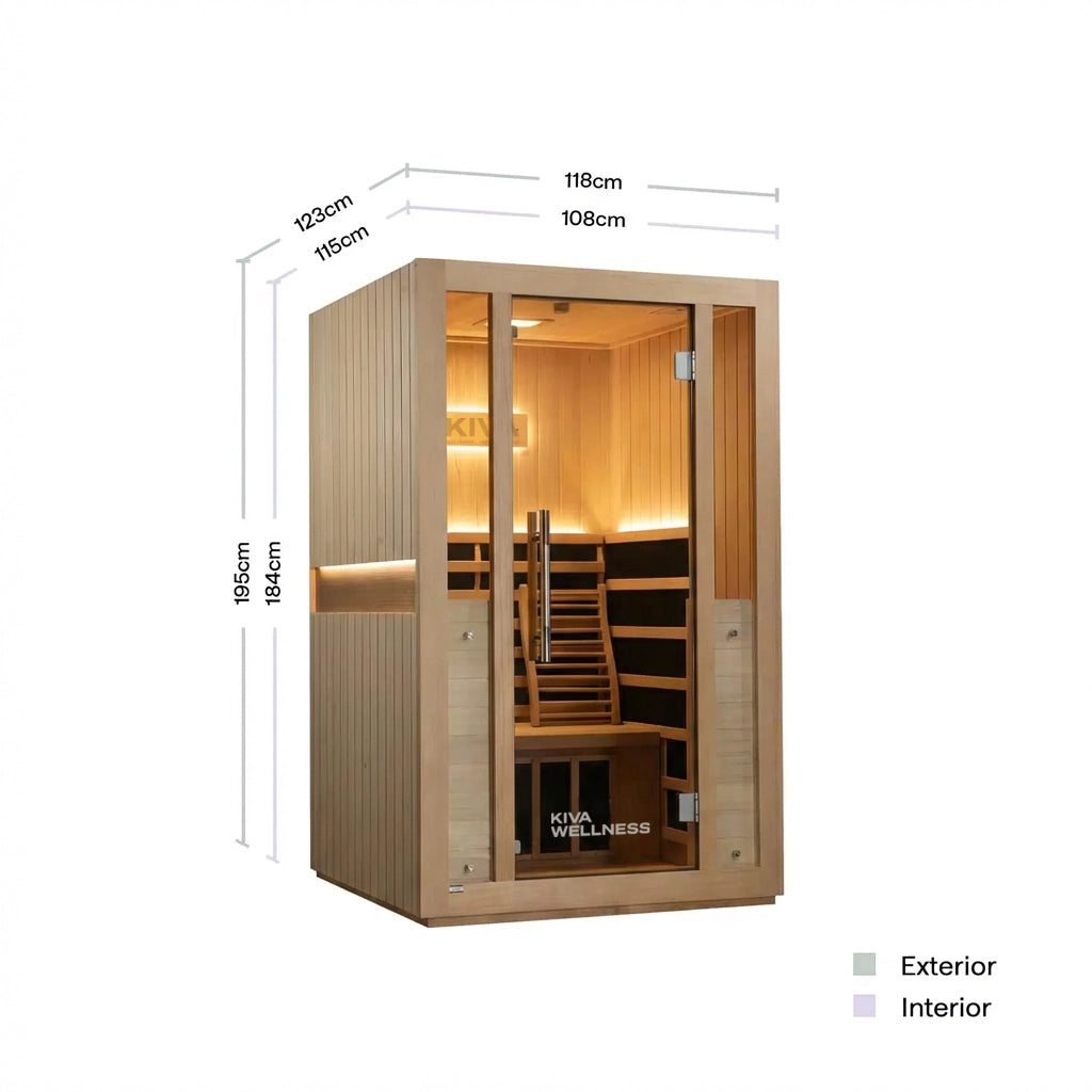 ‍Kiva Radiance™ Pro 2 Person Full Spectrum Infrared Sauna – Smart WiFi Control