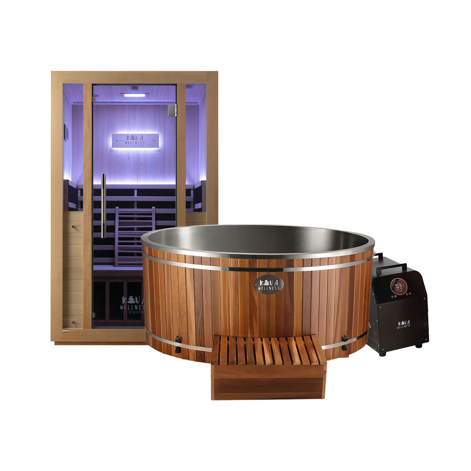Radiance 2 Person Full Spectrum Sauna & Energise Ice Bath with 1hp Chiller
