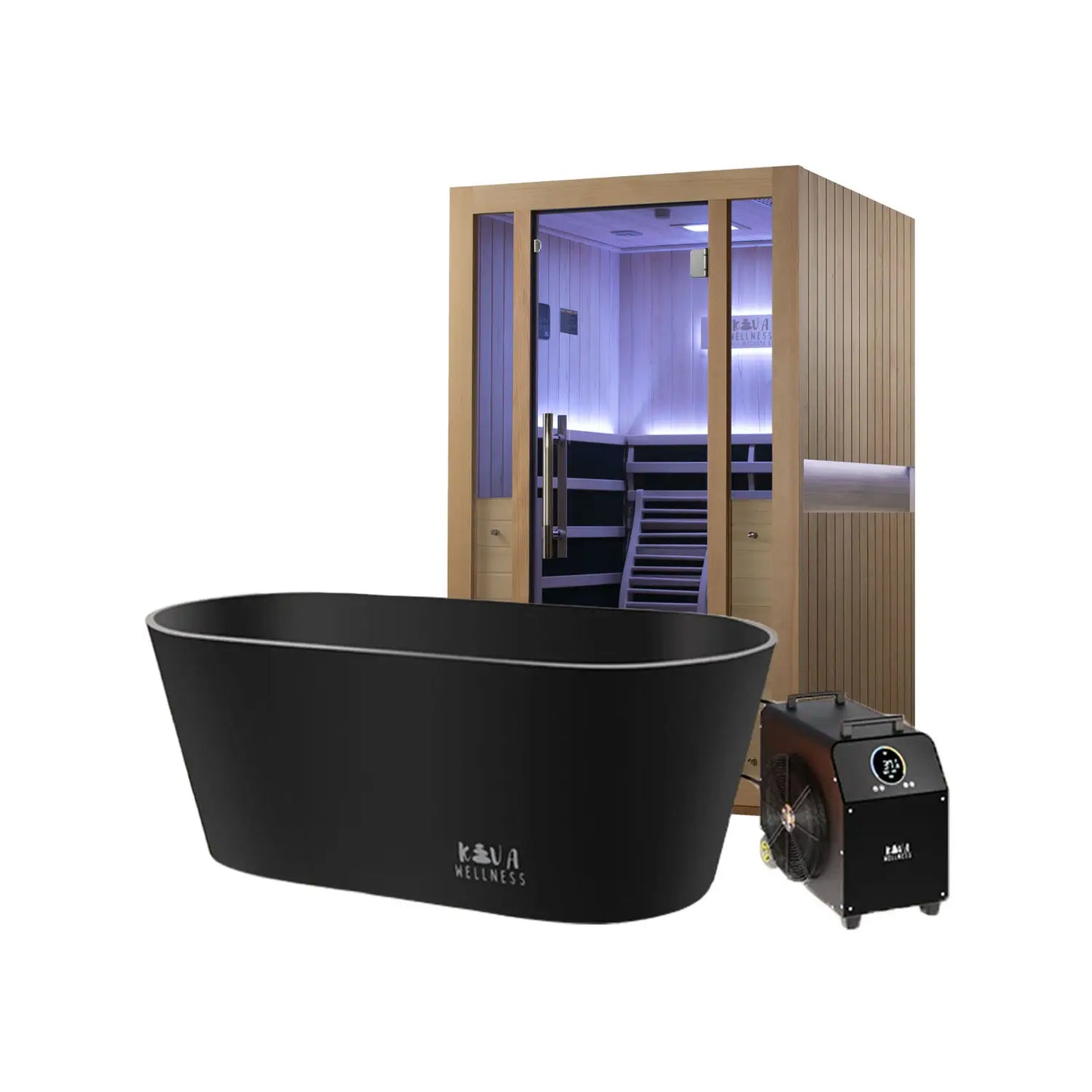 ‍Kiva Radiance 2 Person Full Spectrum Sauna & Käldr Ice Bath with 1hp Chiller