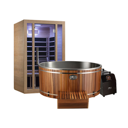 Rise 2 Person Infrared Sauna & Cedar Ice Bath with 1hp Chiller
