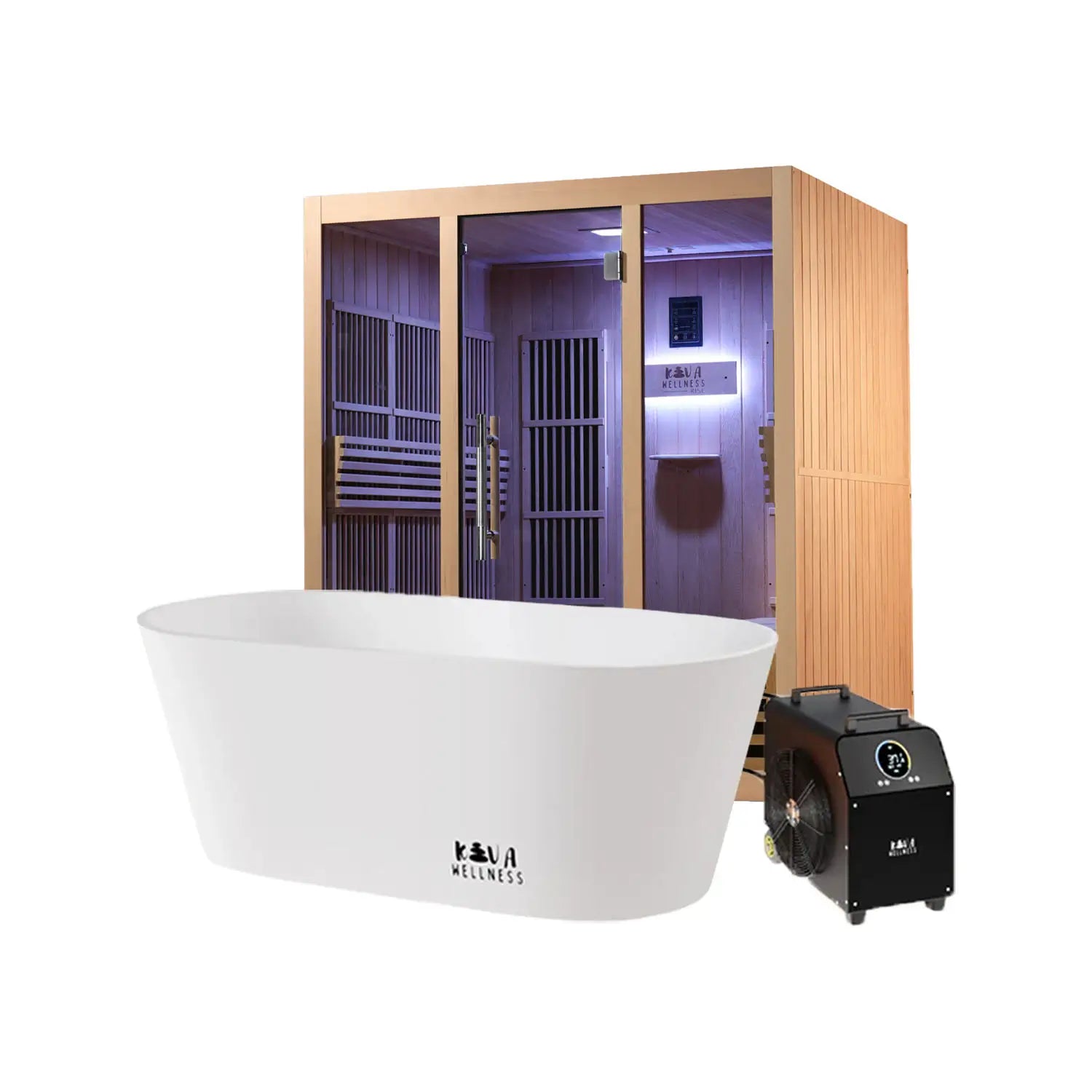 ‍Kiva Rise 4 Person Infrared Sauna & Käldr Ice Bath with 1hp Chiller