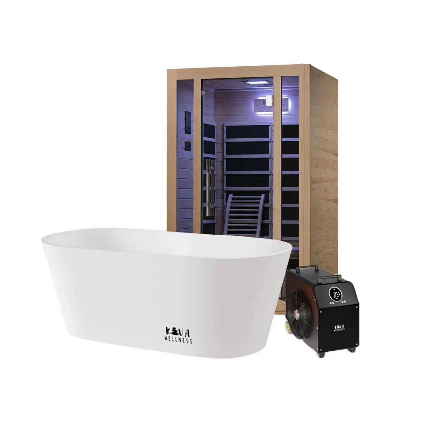 ‍Kiva Rise 2 Person Infrared Sauna & Käldr Ice Bath with 1hp Chiller