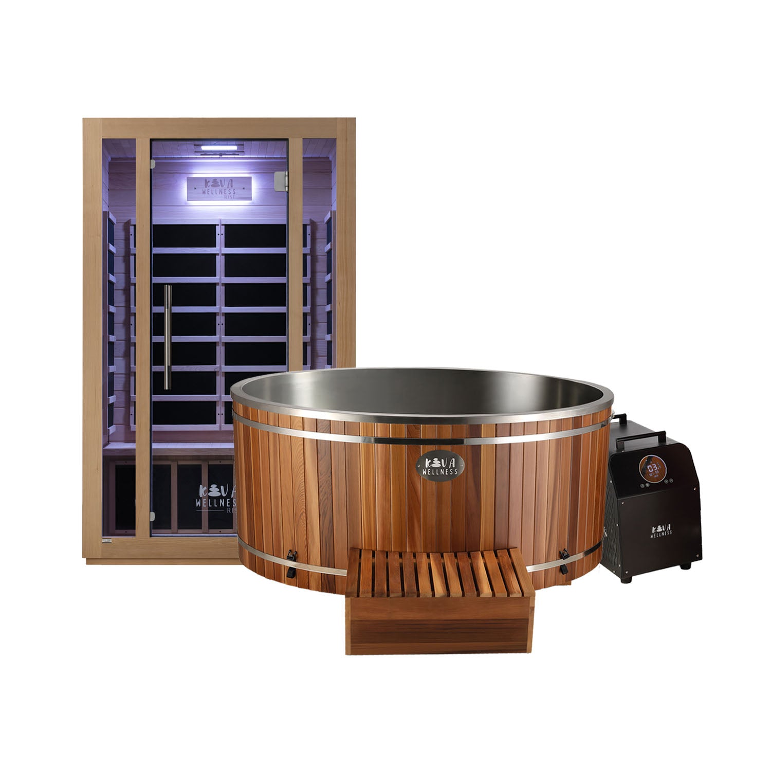 Rise 2 Person Infrared Sauna & Cedar Ice Bath with 1hp Chiller