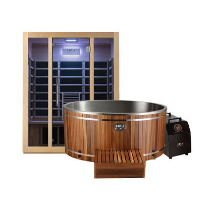 Rise 3 Person Infrared Sauna &  Cedar Ice Bath with 1hp Chiller