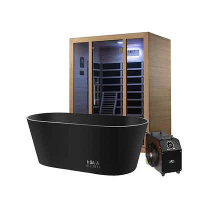 ‍Kiva Rise 3 Person Infrared Sauna & Käldr Ice Bath with 1hp Chiller