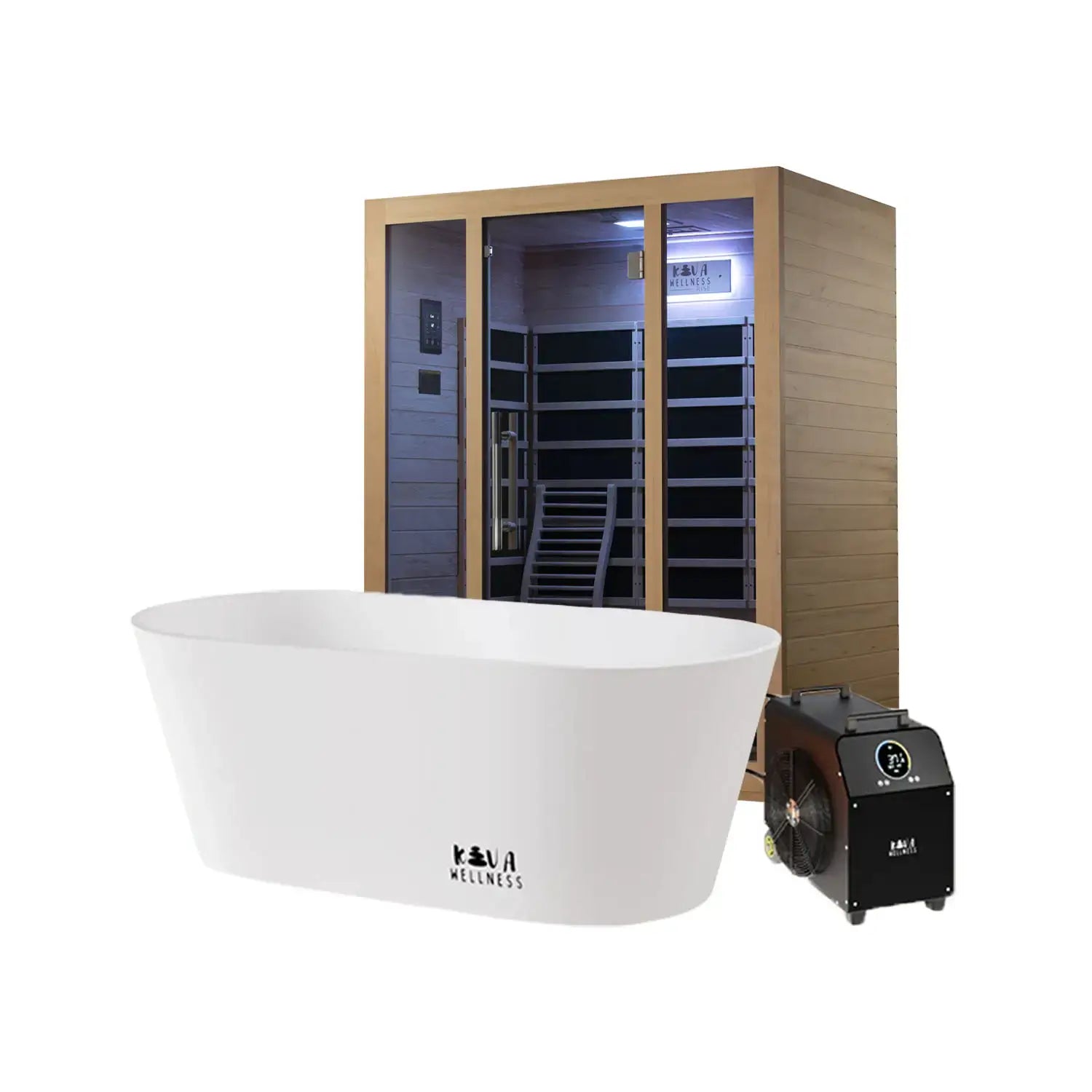 ‍Kiva Rise 3 Person Infrared Sauna & Käldr Ice Bath with 1hp Chiller