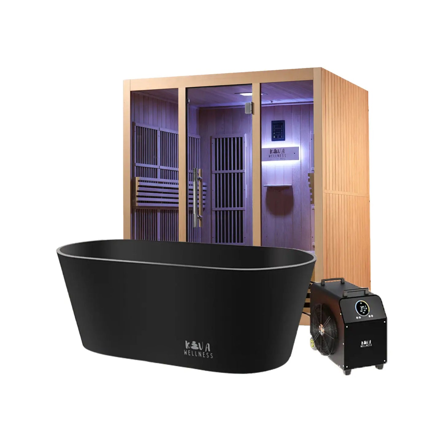 ‍Kiva Rise 4 Person Infrared Sauna & Käldr Ice Bath with 1hp Chiller