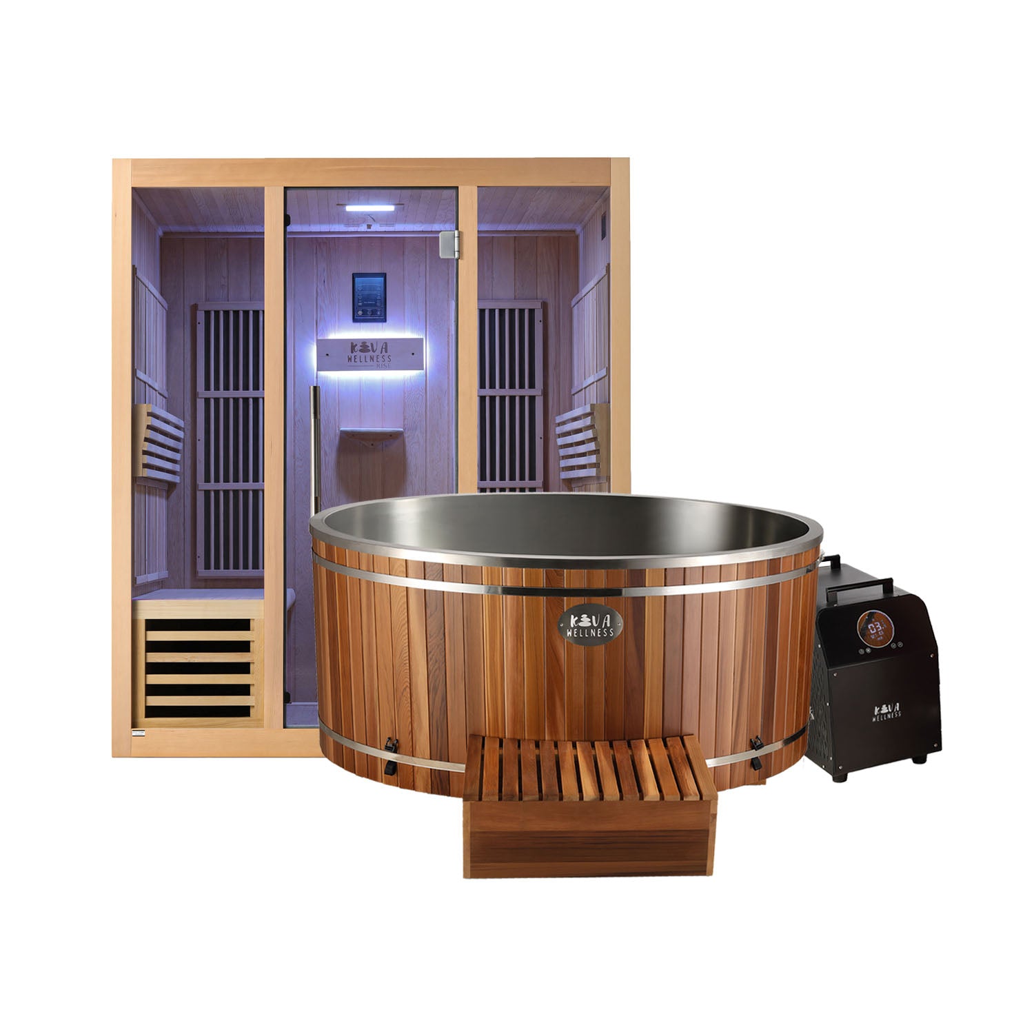Rise 4 Person Infrared Sauna & Cedar Ice Bath with 1hp Chiller