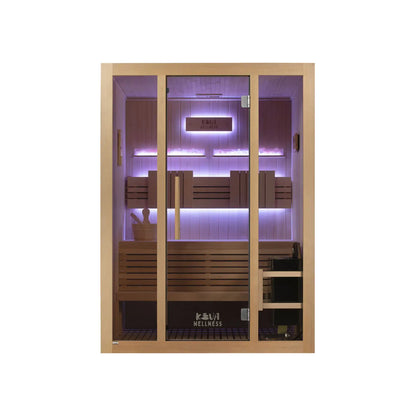 ‍Kiva Reset 3 Person Traditional Double Tier Finnish Sauna - 6kw Heater