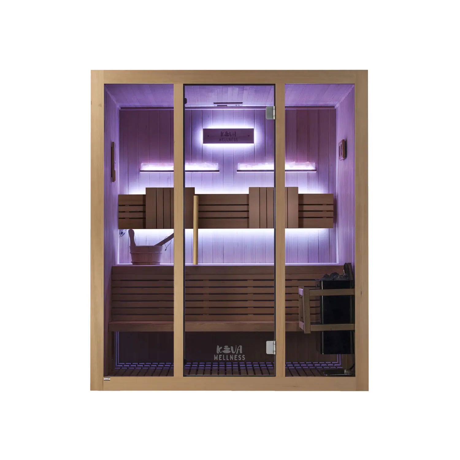 ‍Kiva Reset 4 Person Traditional Double Tier Finnish Sauna - 6kw Heater