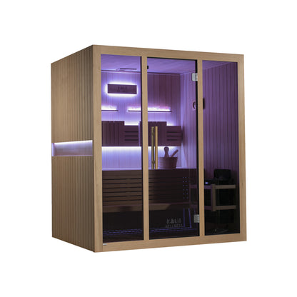 Reset 4 Person Traditional Double Tier Finnish Sauna - 6kw Heater
