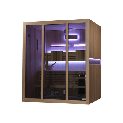 Reset 4 Person Traditional Double Tier Finnish Sauna - 6kw Heater