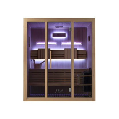 Reset 4 Person Traditional Double Tier Finnish Sauna - 6kw Heater
