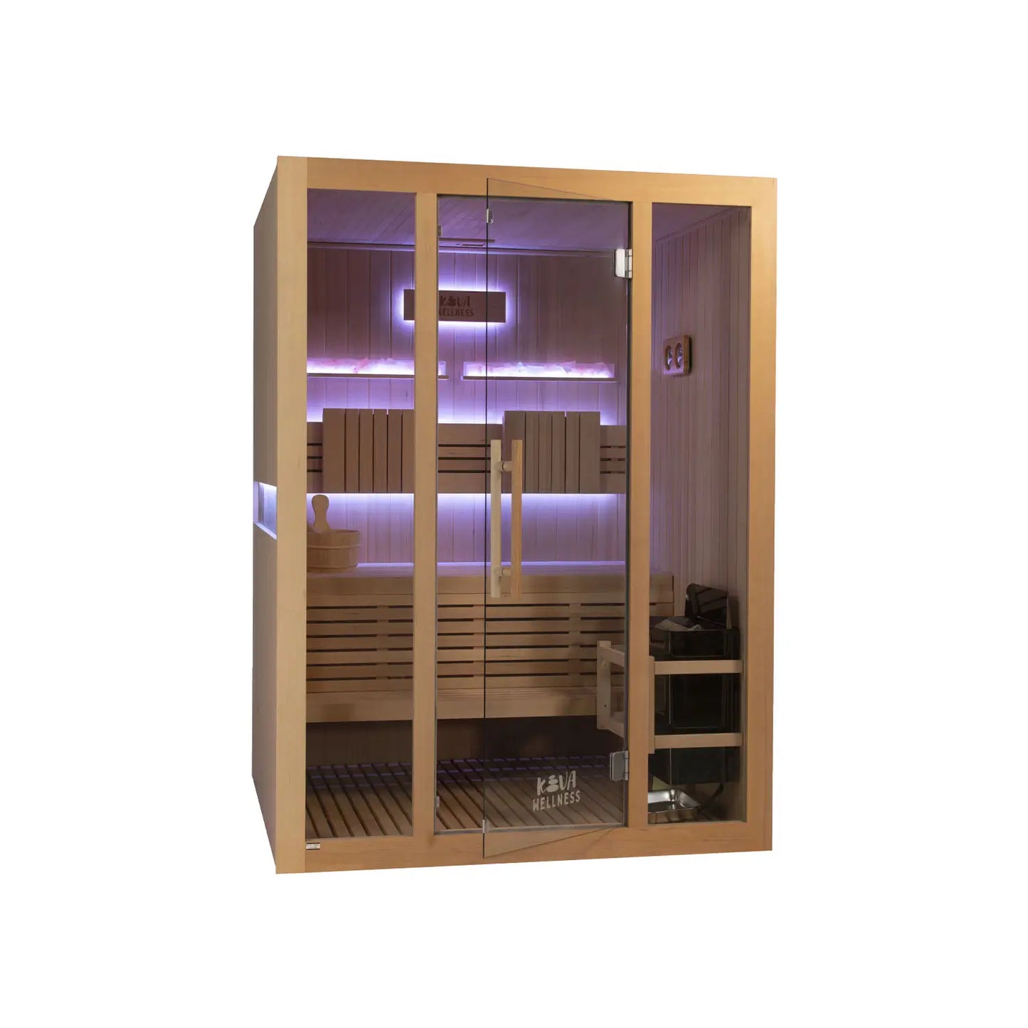 ‍Kiva Reset 4 Person Traditional Double Tier Finnish Sauna - 6kw Heater