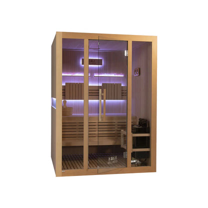 ‍Kiva Reset 4 Person Traditional Double Tier Finnish Sauna - 6kw Heater