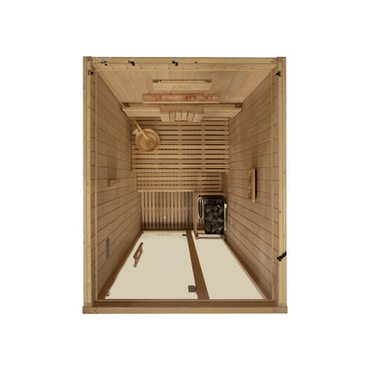 Reset 2 Person Traditional Double Tier Finnish Sauna - 4.5kw Heater