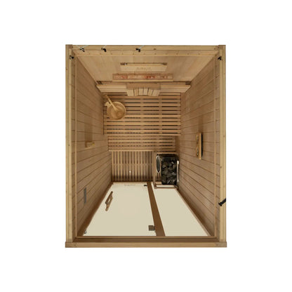 ‍Kiva Reset 2 Person Traditional Double Tier Finnish Sauna - 4.5kw Heater