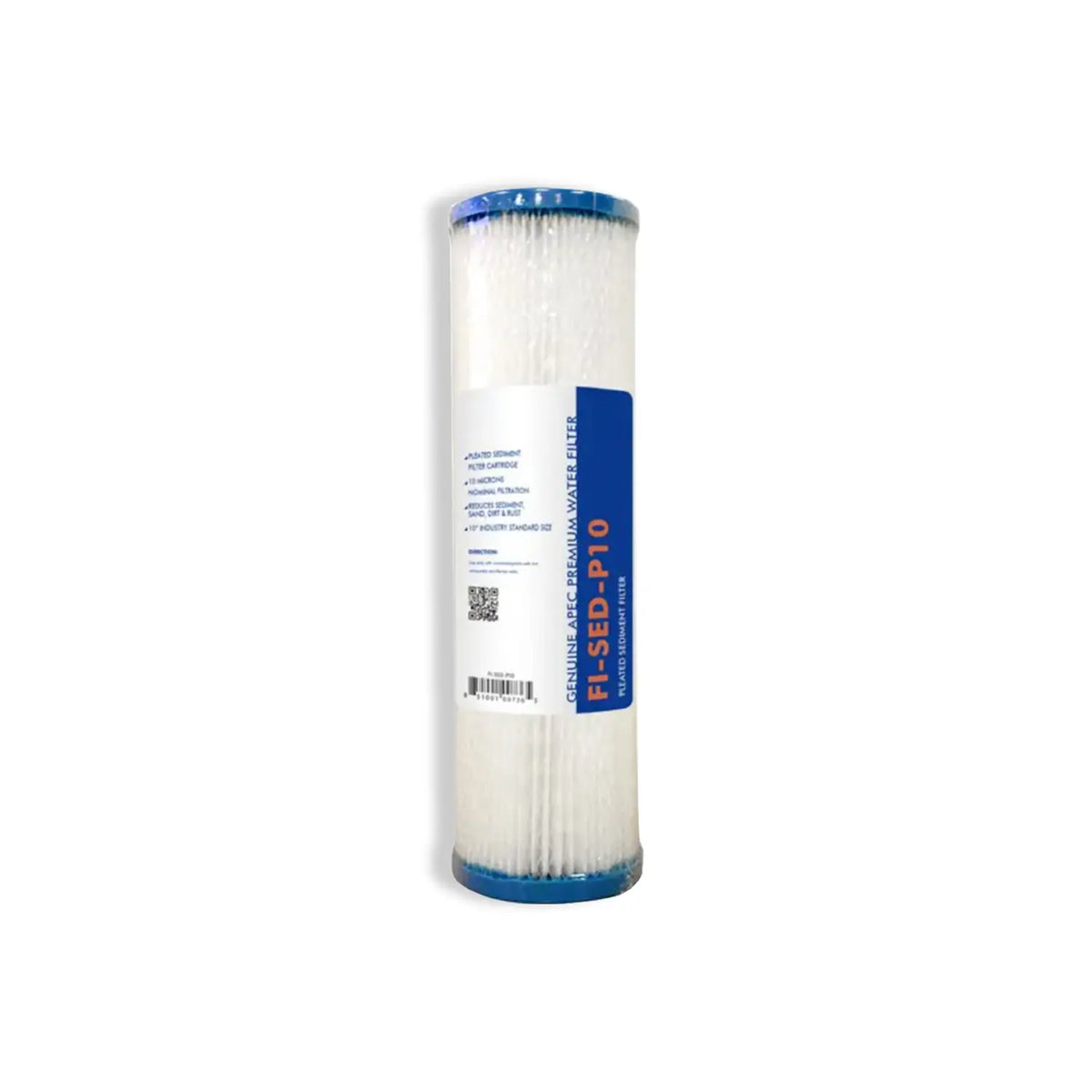 Pleated ice bath filter cartridge with blue end caps from the Kiva Wellness replacement filter range.
