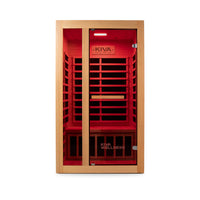 Kiva Wellness Revive Infrared Sauna red light on, front view