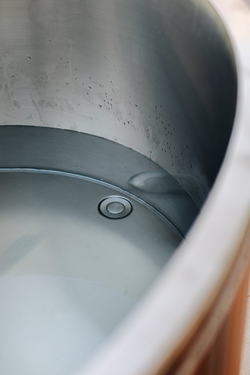 Close-up of a metallic bath 