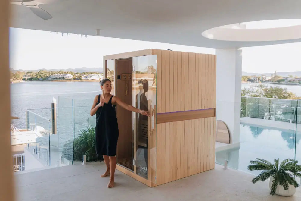 ‍Kiva Reset 3 Person Traditional Double Tier Finnish Sauna - 6kw Heater