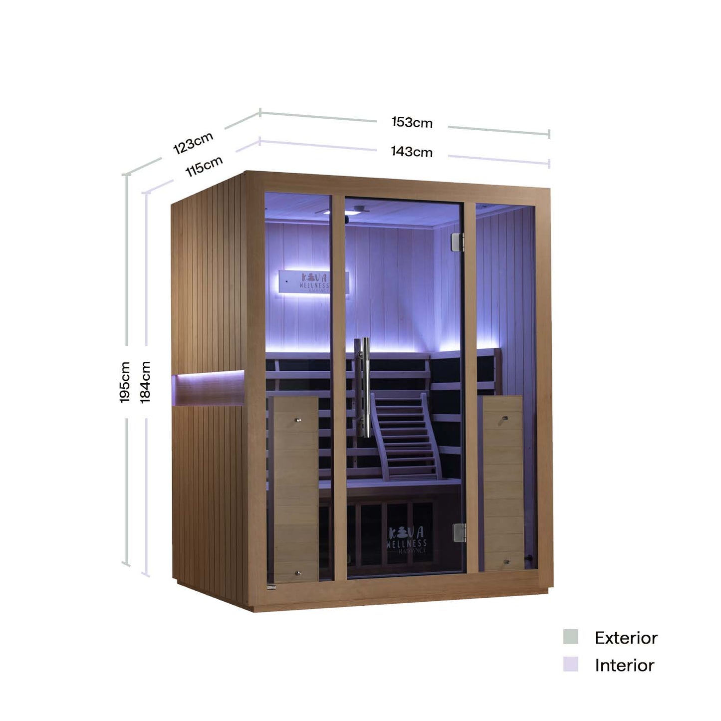Radiance 3 Person Full Spectrum Infrared Sauna with Red Light Therapy Panel