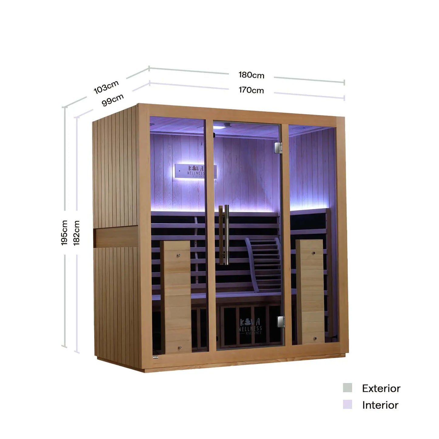 ‍Kiva Radiance 4 Person Full Spectrum Infrared Sauna with Red Light Therapy Panel