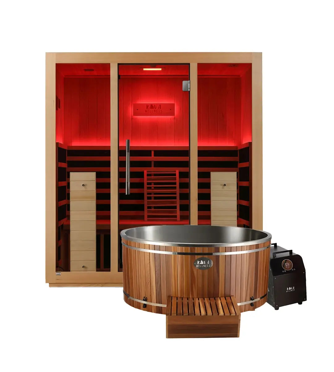 ‍Kiva 4 Person Radiance Full Spectrum Sauna & v1.0 Energise Ice Bath with 1hp Chiller