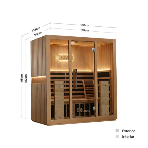 ‍Kiva Radiance™ Pro 4 Person Full Spectrum Infrared Sauna – Smart Wifi Control