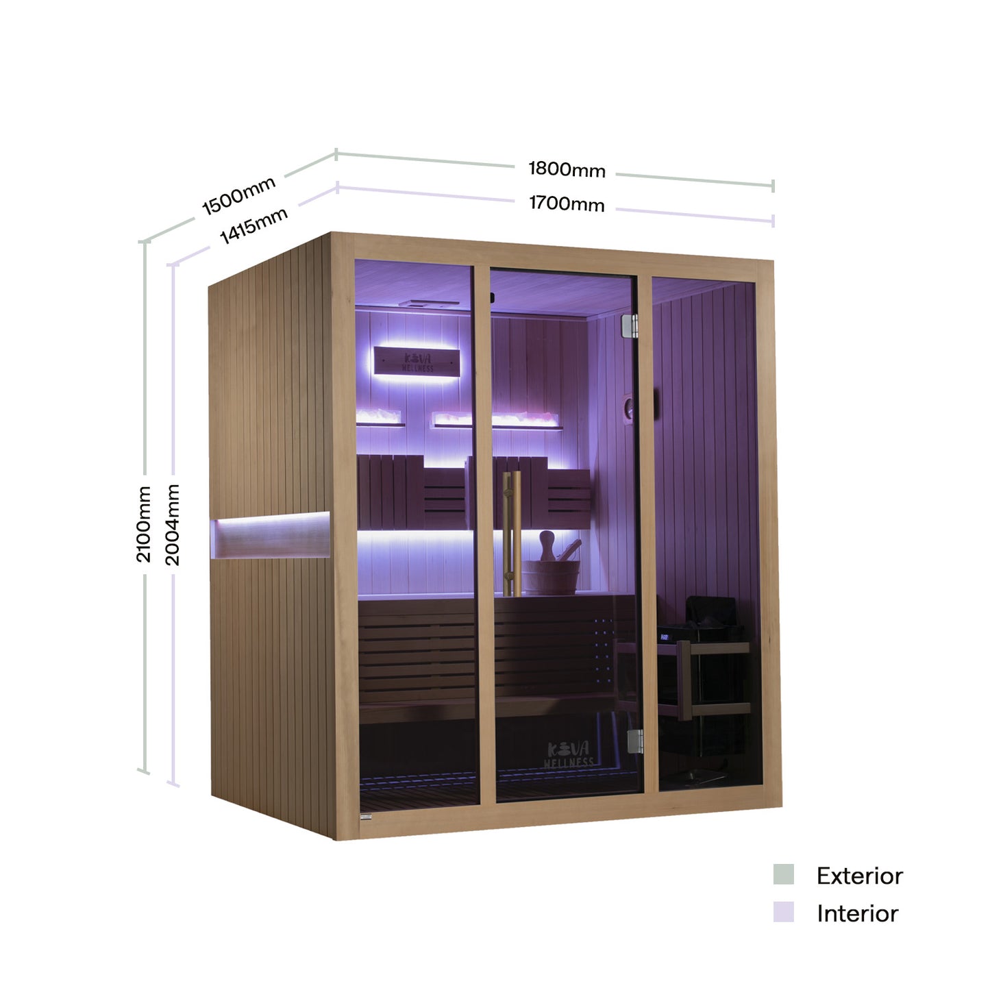 Reset 4 Person Traditional Double Tier Finnish Sauna - 6kw Heater