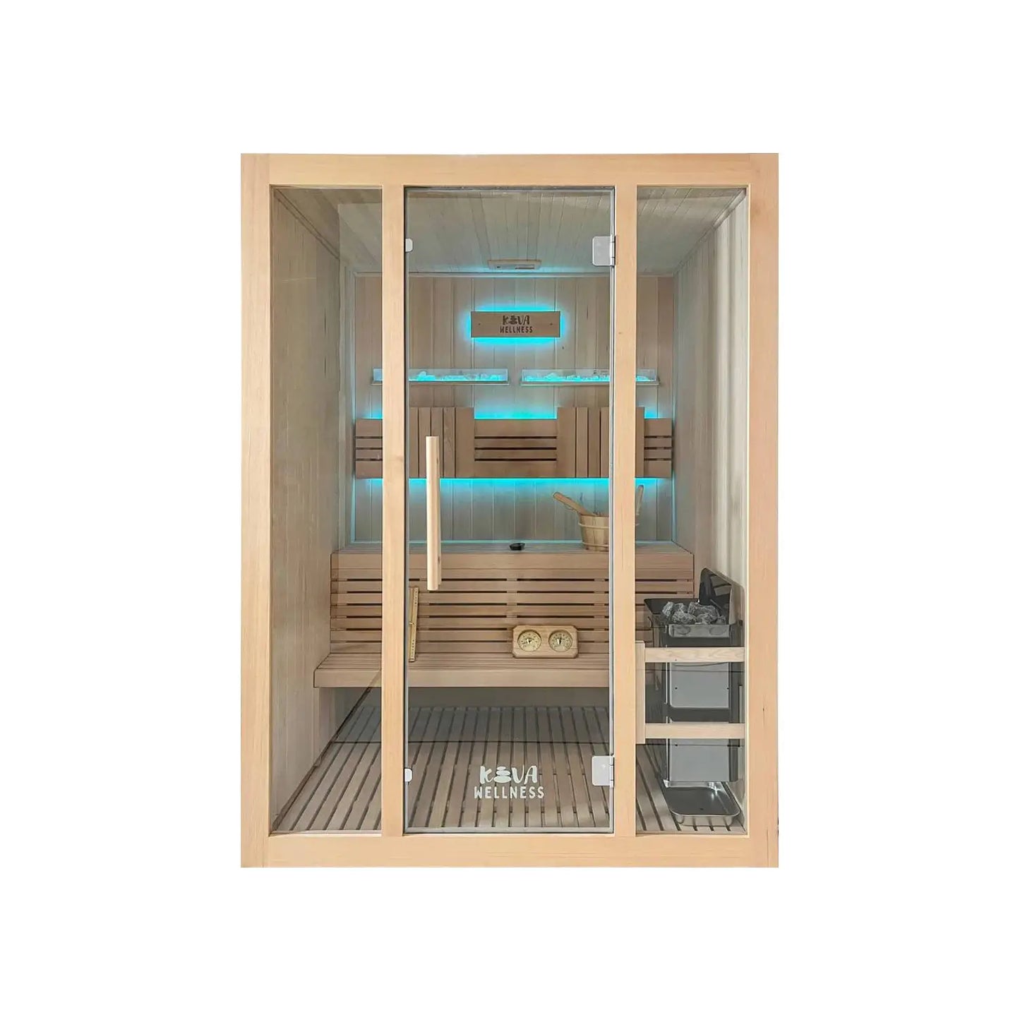 ‍Kiva Reset 4 Person Traditional Double Tier Finnish Sauna - 6kw Heater