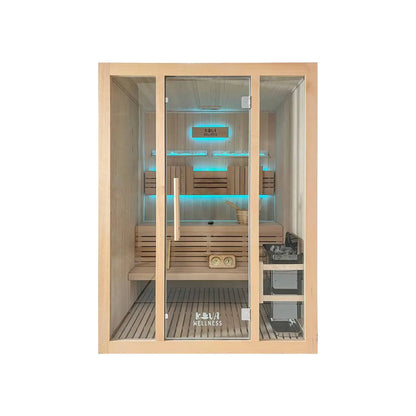 ‍Kiva Reset 4 Person Traditional Double Tier Finnish Sauna - 6kw Heater