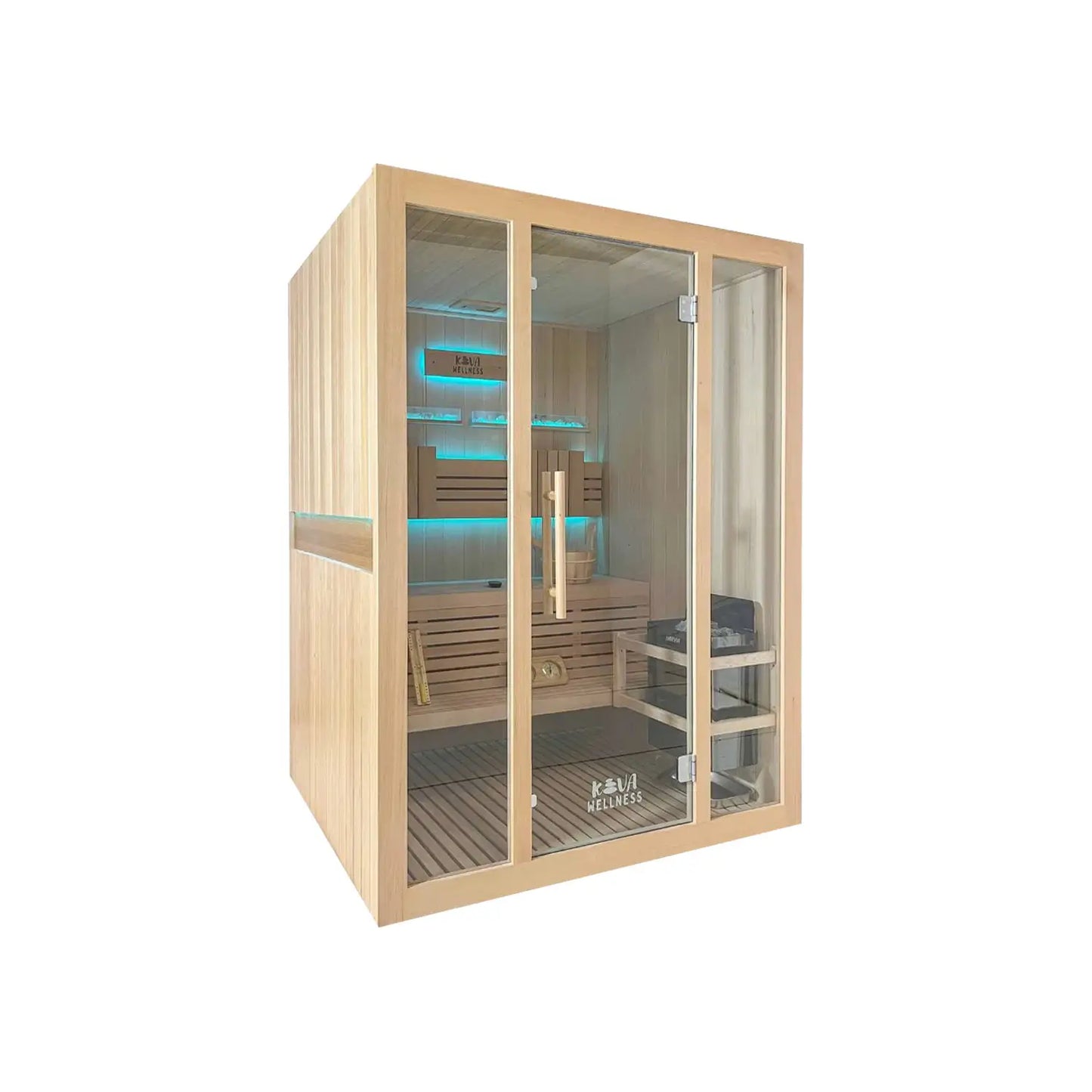 ‍Kiva Reset 4 Person Traditional Double Tier Finnish Sauna - 6kw Heater