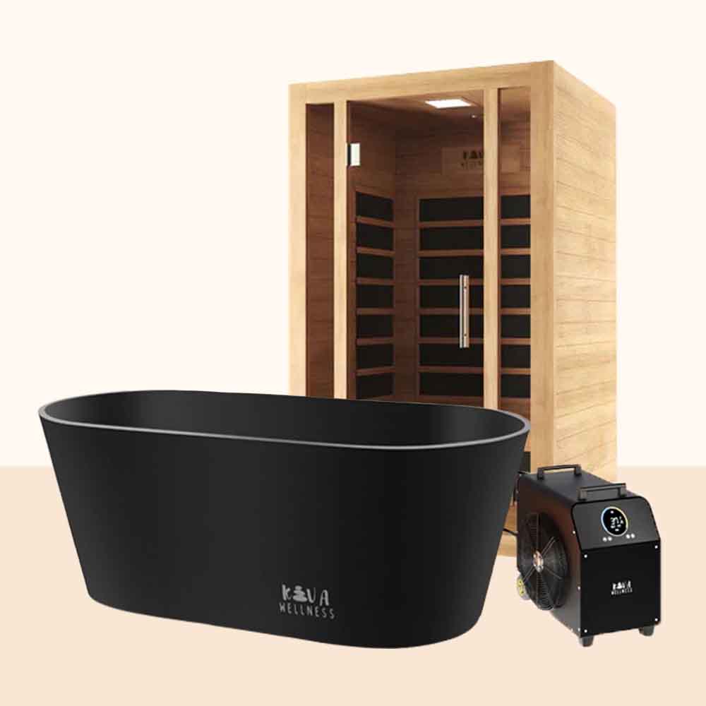 Rise 2 Person Infrared Sauna & Käldr Real Ice Chiller Ice Bath Matte Black