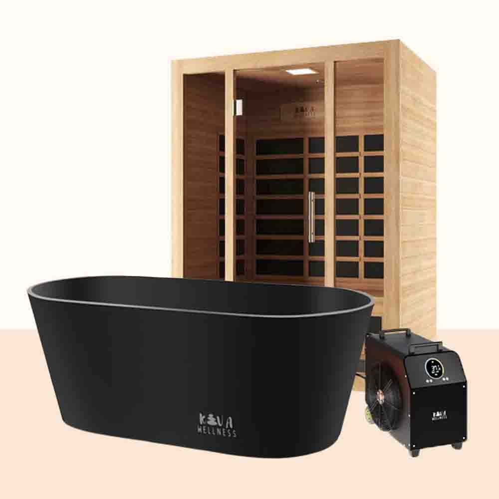 Rise 3 Person Infrared Sauna & Käldr Real Ice Chiller Ice Bath Matte Black