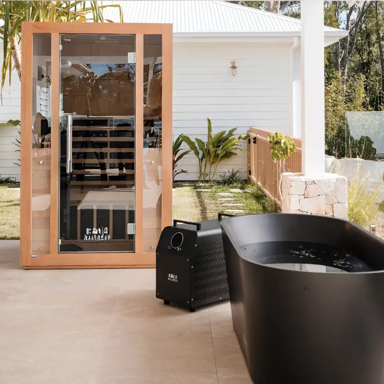 ‍Kiva Radiance 2 Person Full Spectrum Sauna & Käldr Ice Bath with 1hp Chiller