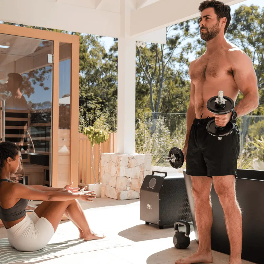 ‍Kiva Radiance 2 Person Full Spectrum Sauna & Käldr Ice Bath with 1hp Chiller