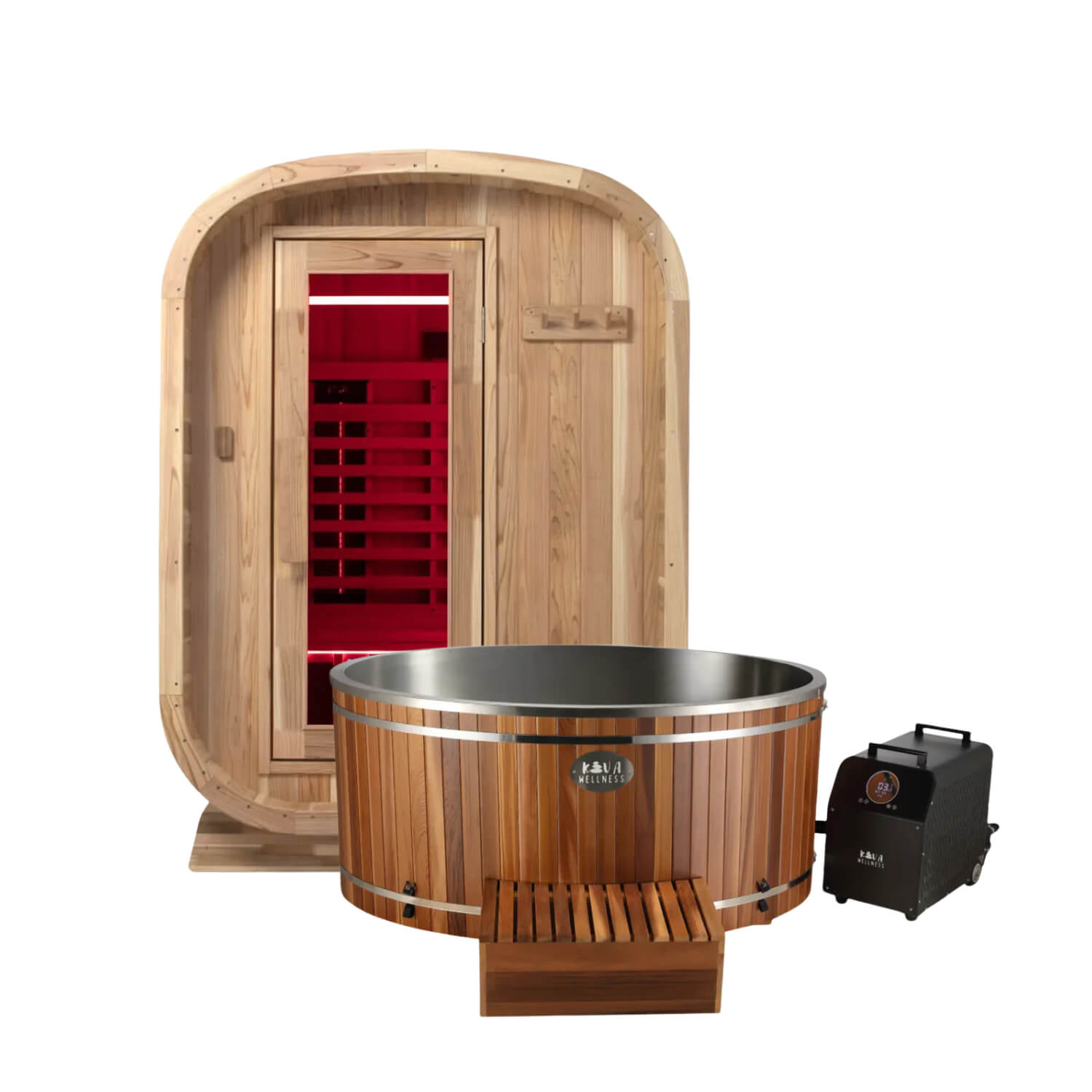‍Kiva Retreat Outdoor Full Spectrum Infrared Sauna & Energise Ice Bath with 1hp Chiller