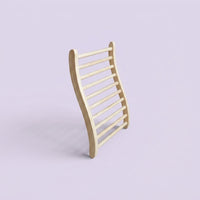 An ergonomic sauna backrest shown on a plain light lavender background.