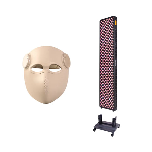 Solace Halo Red Light Therapy Panel with Floor Stand & LED Face Mask Bundle