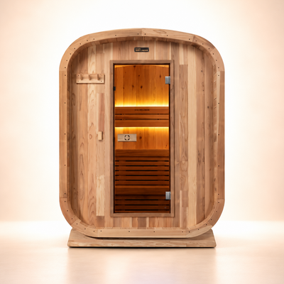 Kiva Ritual 3 Person timber front outdoor Finnish sauna, front view