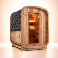 Kiva Ritual 3 Person timber front outdoor Finnish sauna, right angle view