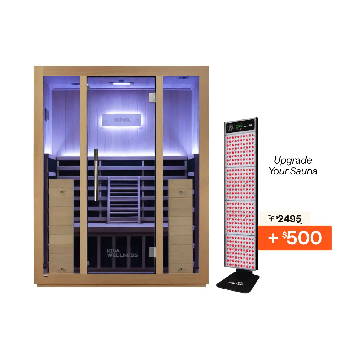 Kiva Radiance™ 3 Person Full Spectrum Infrared Sauna + Red Light Therapy Panel