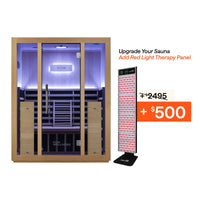 Kiva Radiance™ 3 Person Full Spectrum Infrared Sauna + Red Light Therapy Panel