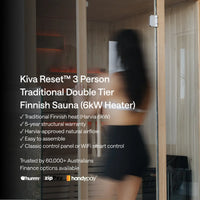 ‍Kiva Reset™ 3 Person Traditional Double Tier Finnish Sauna — 6kW Heater