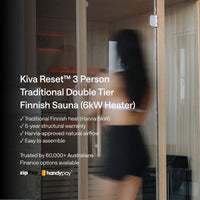 ‍Kiva Reset™ 3 Person Traditional Double Tier Finnish Sauna — 6kW Heater